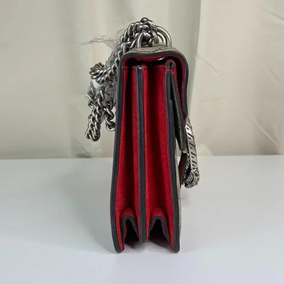 Gucci GG Logo Supreme Medium Dionysus Shoulder Bag with Red Interior - Picture 4 of 8